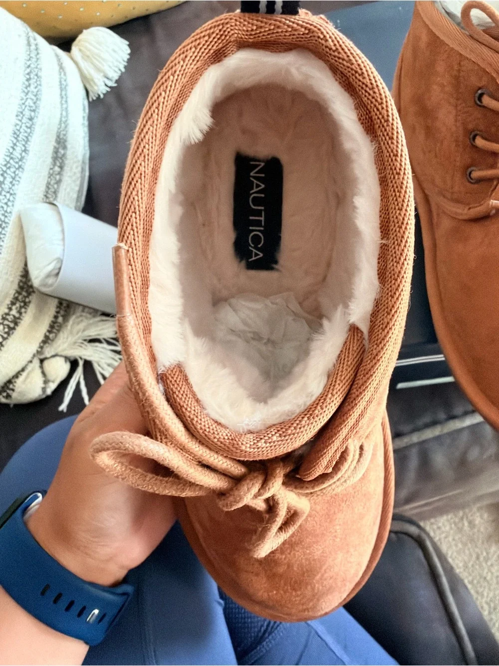 Nautica Kids Brown Suede Lace-Up Snow Boots